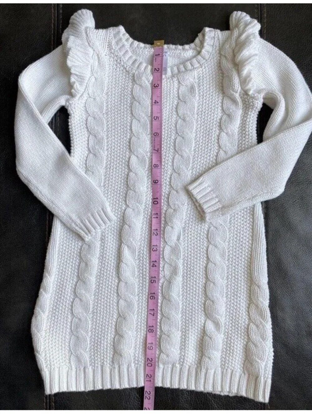 CARTER'S Little Girls Cream Sweater Cable Knit Dress Size 5